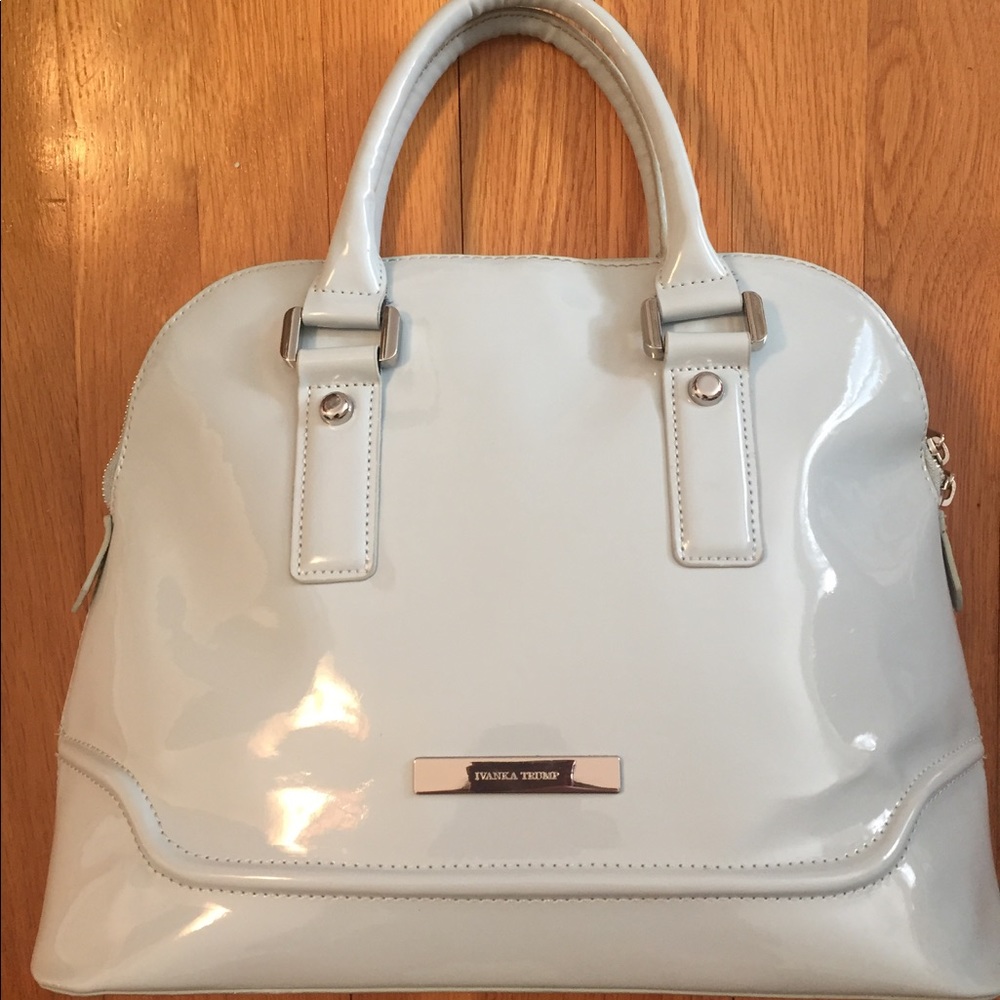 Ivanka Trump Ava Dome Satchel Ice Blue Patent